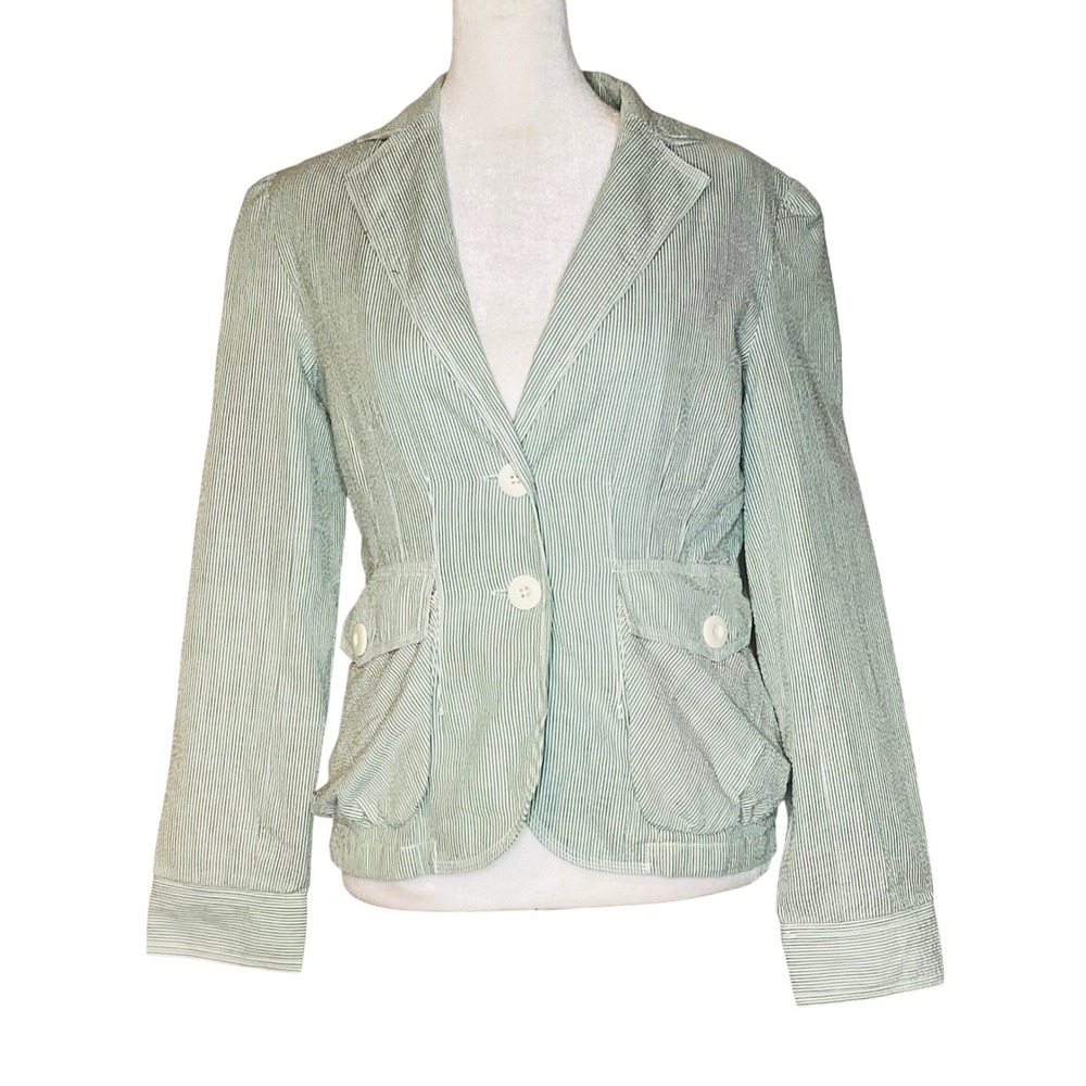 OBEY ABBEY blazer Y2k Seersucker pastel coquette pinstripe plaid preppy green M